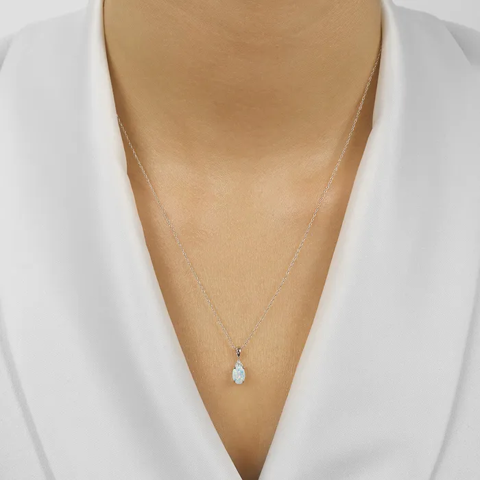 Gems One 10k White Gold Prong Opal Necklace 130CT Necklaces