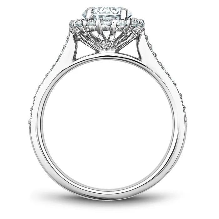 International Diamond Center Noam Carver White Gold Floral Halo Diamond Engagement Ring Setting 048 CTW Rings