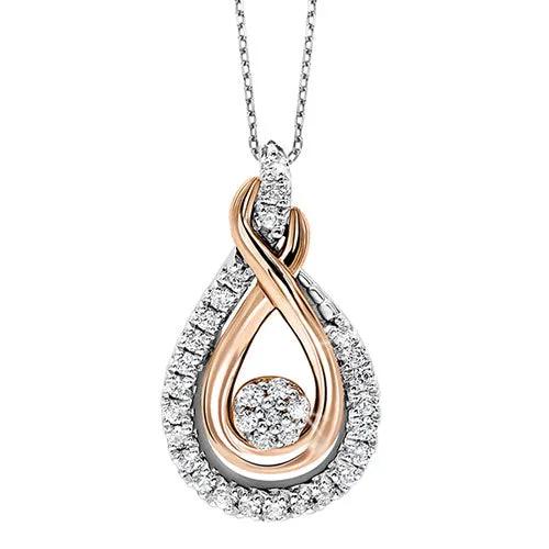 Necklaces International Diamond Center Diamond Rhythm Of Love Cluster Love Knot Pendant In Sterling Silver 017CTW