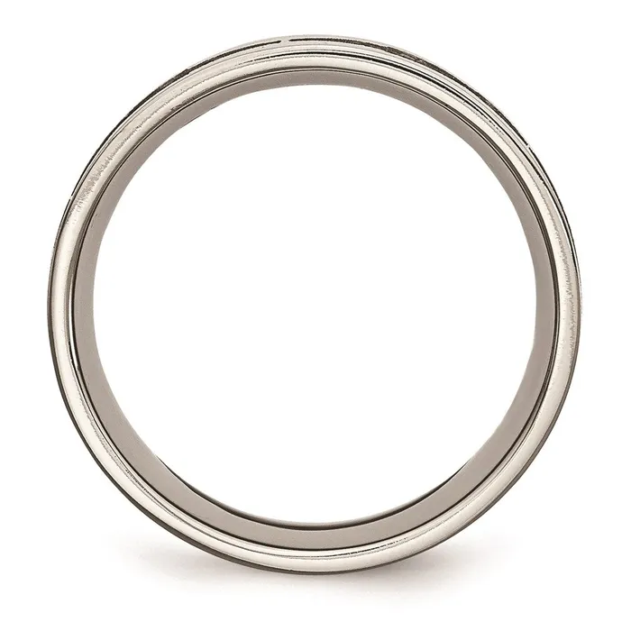 Chisel Rings Titanium Flat 8mm Laser Design Brushed Band TB33C Chisel Rings Titanium Flat 8mm Laser Design Brushed Band TB33C