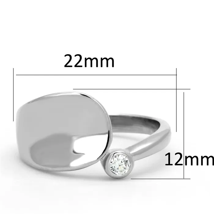Rings Alamode 3W566 Rhodium Brass Ring with AAA Grade CZ in Clear