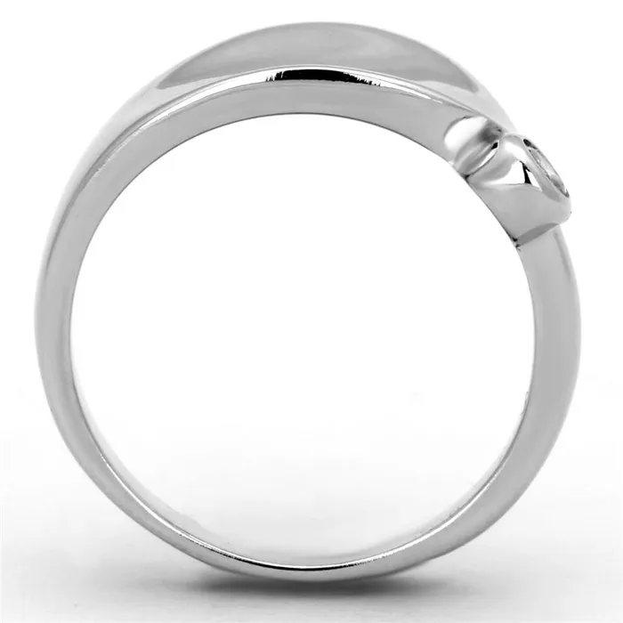 Rings Alamode 3W566 Rhodium Brass Ring with AAA Grade CZ in Clear