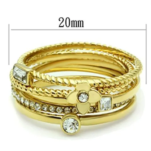 Rings Alamode GL322 IP GoldIon Plating Brass Ring with Top Grade Crystal in Clear