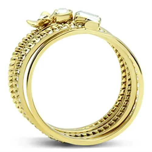 Rings Alamode GL322 IP GoldIon Plating Brass Ring with Top Grade Crystal in Clear