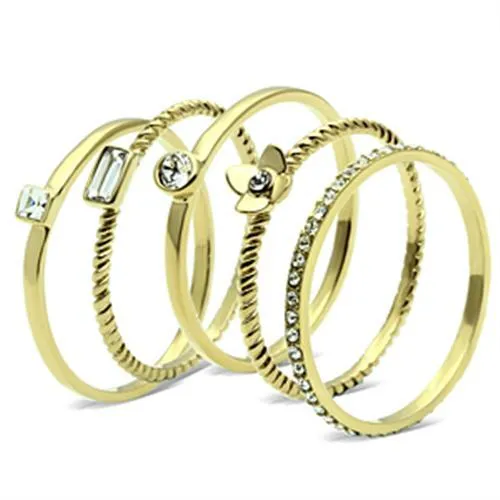 Rings Alamode GL322 IP GoldIon Plating Brass Ring with Top Grade Crystal in Clear