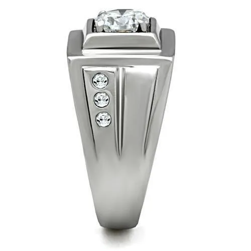 Rings Alamode TK313 High polished no plating Stainless Steel Ring with AAA Grade CZ in Clear