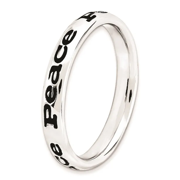 Stackable Expressions Sterling Silver Stackable Expressions Polished Enameled Peace Ring QSK100 Rings Stackable Expressions Sterling Silver Stackable Expressions Polished Enameled Peace Ring QSK100 Rings