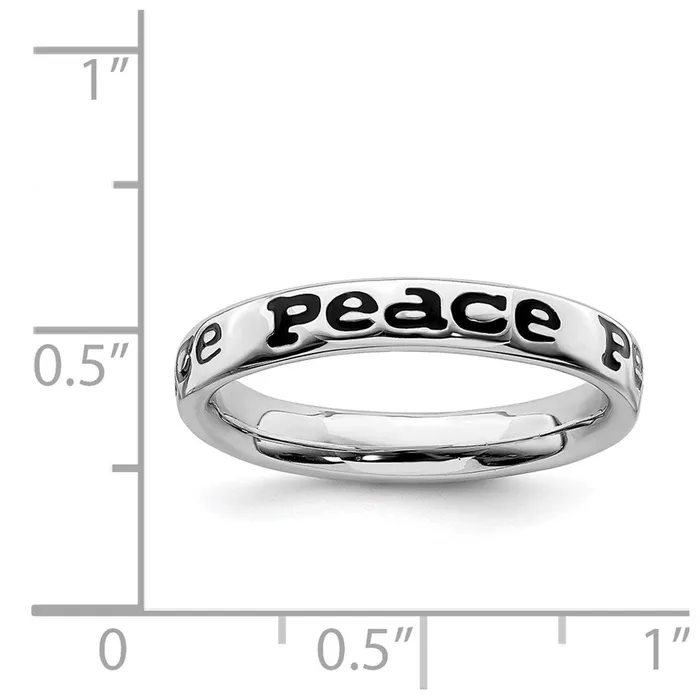 Stackable Expressions Sterling Silver Stackable Expressions Polished Enameled Peace Ring QSK100 Rings Stackable Expressions Sterling Silver Stackable Expressions Polished Enameled Peace Ring QSK100 Rings