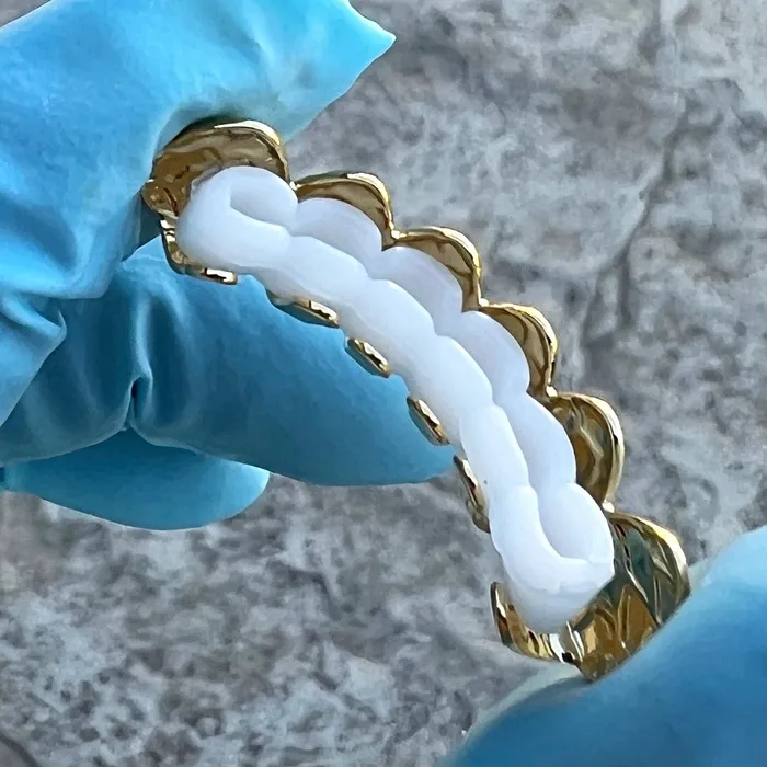Sungshin Metal Rings 14k Gold Plated Deep Nugget Cut Grillz Bottom Six Teeth Grills Sungshin Metal Rings 14k Gold Plated Deep Nugget Cut Grillz Bottom Six Teeth Grills