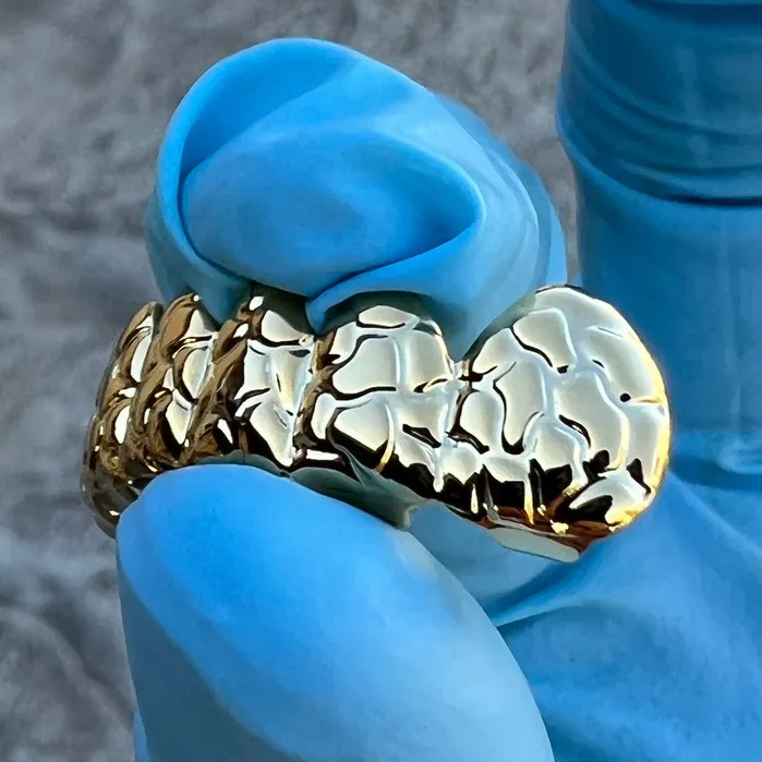 Sungshin Metal Rings 14k Gold Plated Deep Nugget Cut Grillz Bottom Six Teeth Grills Sungshin Metal Rings 14k Gold Plated Deep Nugget Cut Grillz Bottom Six Teeth Grills