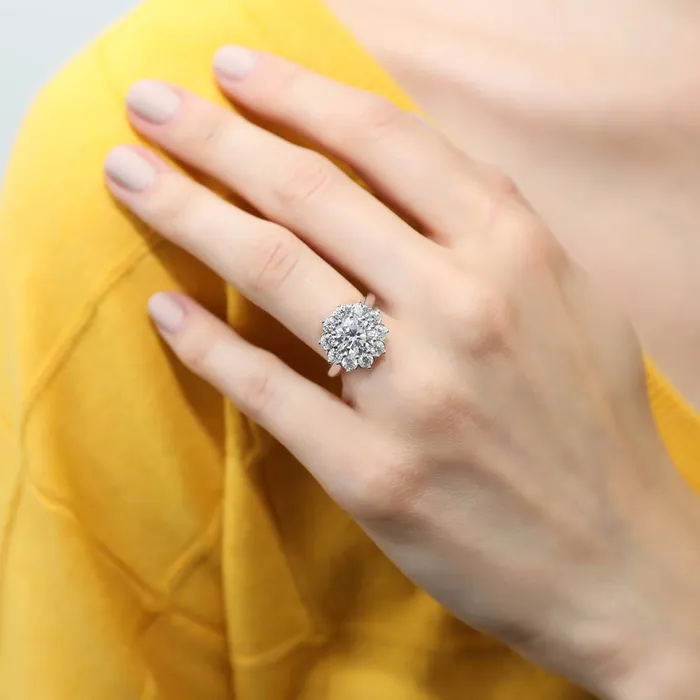 Flower Halo CZ Ring in Sterling Silver BERRICLE Rings