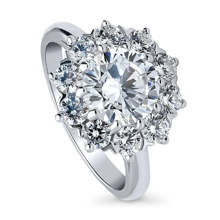 Flower Halo CZ Ring in Sterling Silver BERRICLE Rings