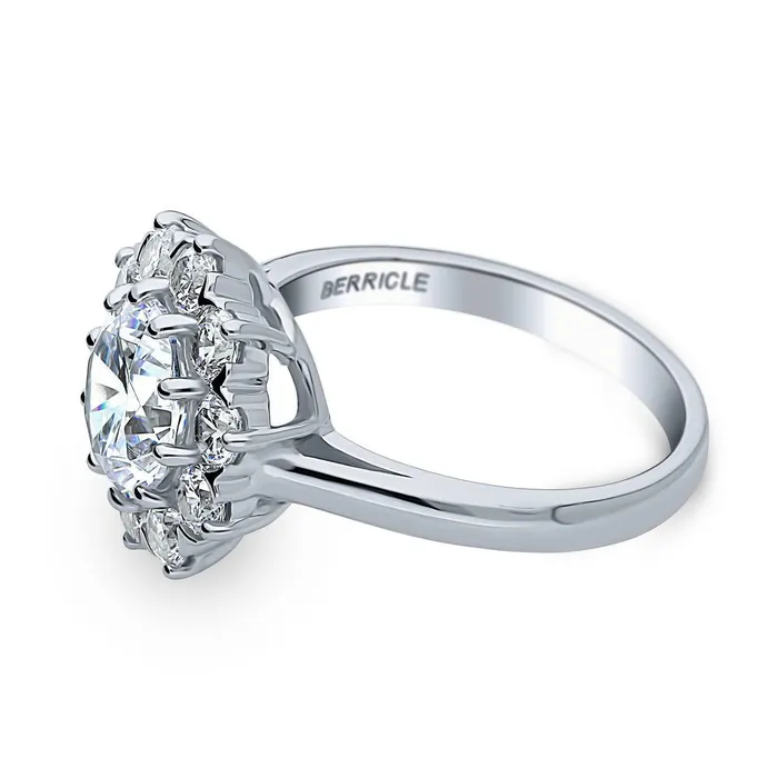 Flower Halo CZ Ring in Sterling Silver BERRICLE Rings