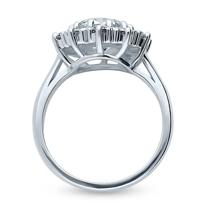 Flower Halo CZ Ring in Sterling Silver BERRICLE Rings