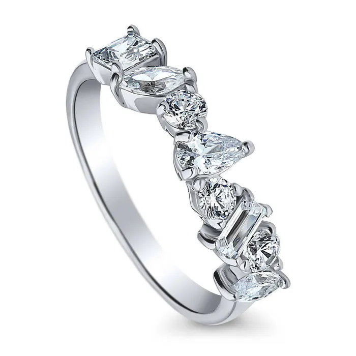 Rings BERRICLE Cluster CZ Band in Sterling Silver