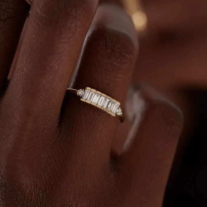 ARTEMER Rings Baguette Diamond Band Baguette Ring