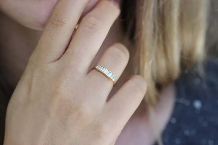 ARTEMER Rings Baguette Diamond Band Baguette Ring