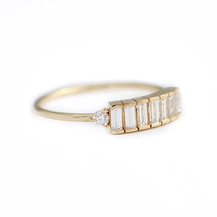 ARTEMER Rings Baguette Diamond Band Baguette Ring