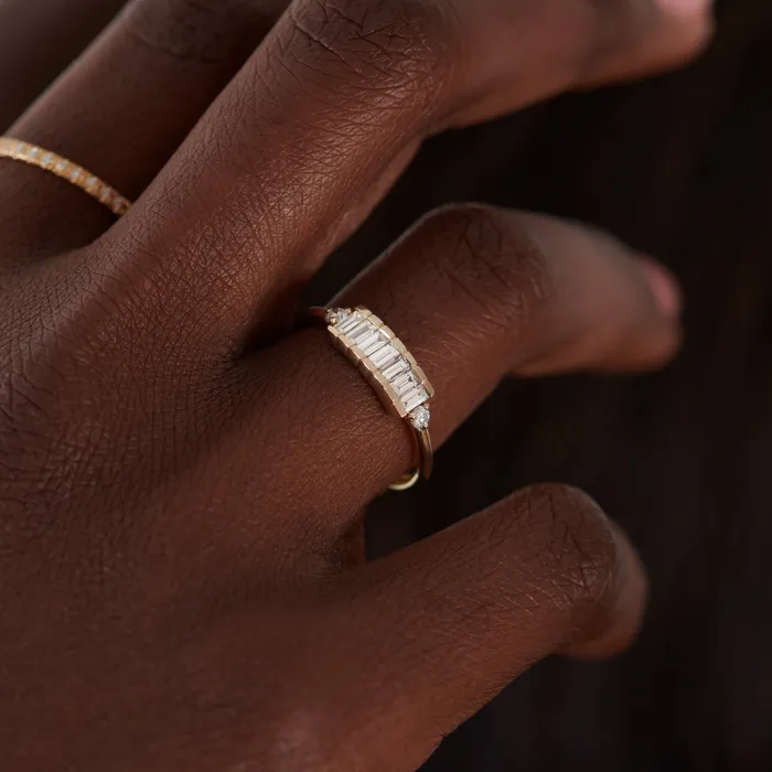 ARTEMER Rings Baguette Diamond Band Baguette Ring