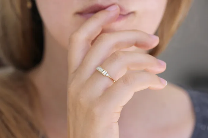 ARTEMER Rings Baguette Diamond Band Baguette Ring