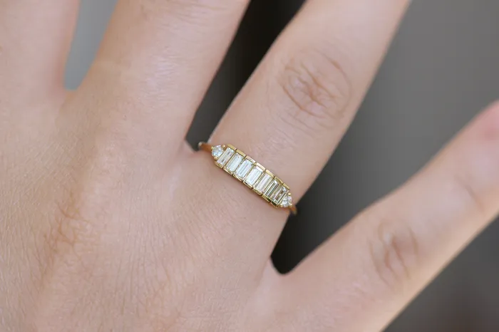 ARTEMER Rings Baguette Diamond Band Baguette Ring