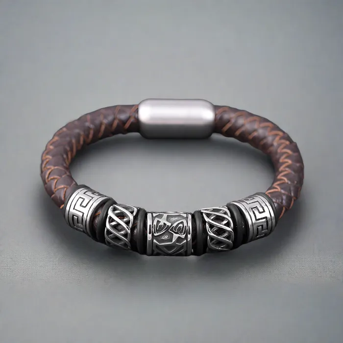 Bards Bracelet Leather Woven Magnetic Bracelet Viking Trinkets Bracelets