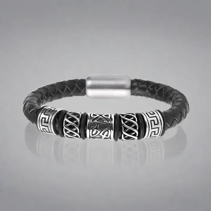 Bards Bracelet Leather Woven Magnetic Bracelet Viking Trinkets Bracelets