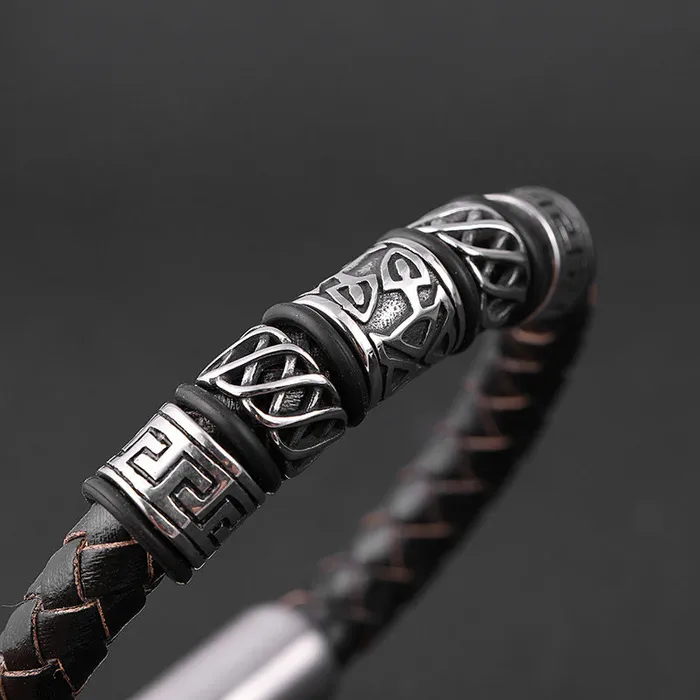 Bards Bracelet Leather Woven Magnetic Bracelet Viking Trinkets Bracelets
