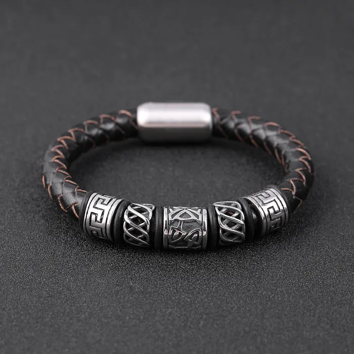 Bards Bracelet Leather Woven Magnetic Bracelet Viking Trinkets Bracelets