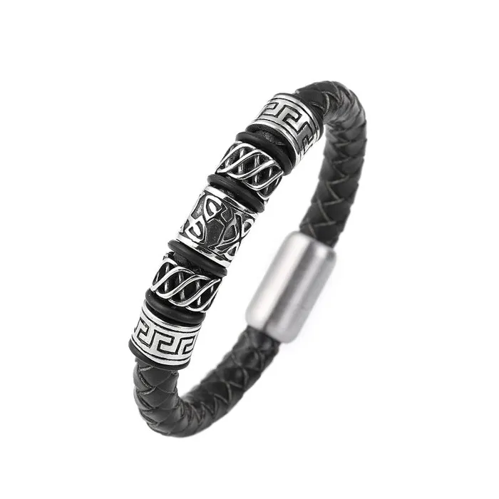 Bards Bracelet Leather Woven Magnetic Bracelet Viking Trinkets Bracelets