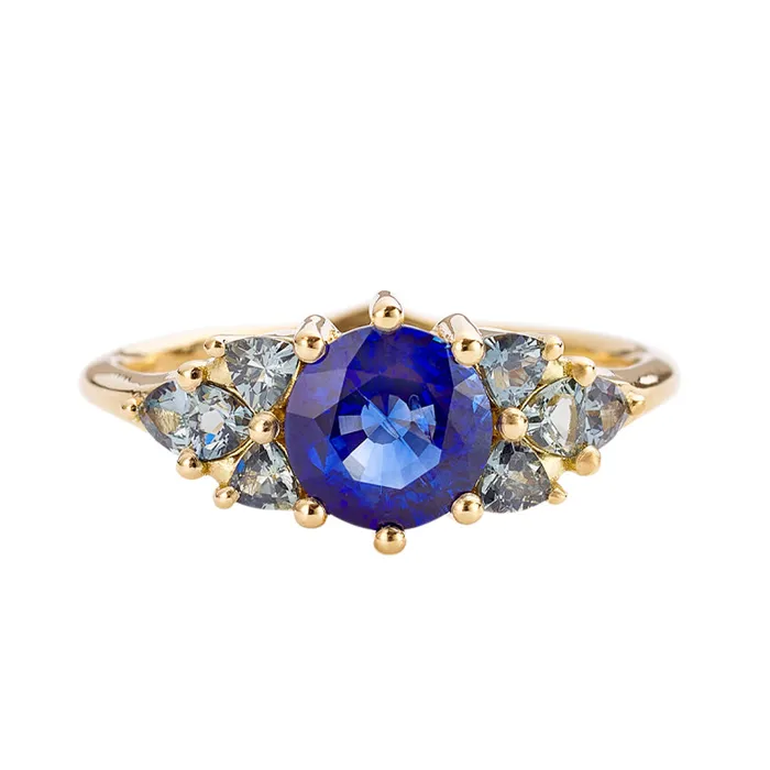 Blue and Teal Sapphire Cluster Ring ARTEMER Rings