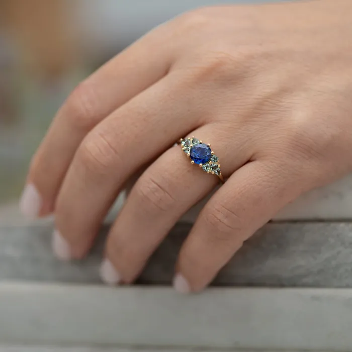 Blue and Teal Sapphire Cluster Ring ARTEMER Rings