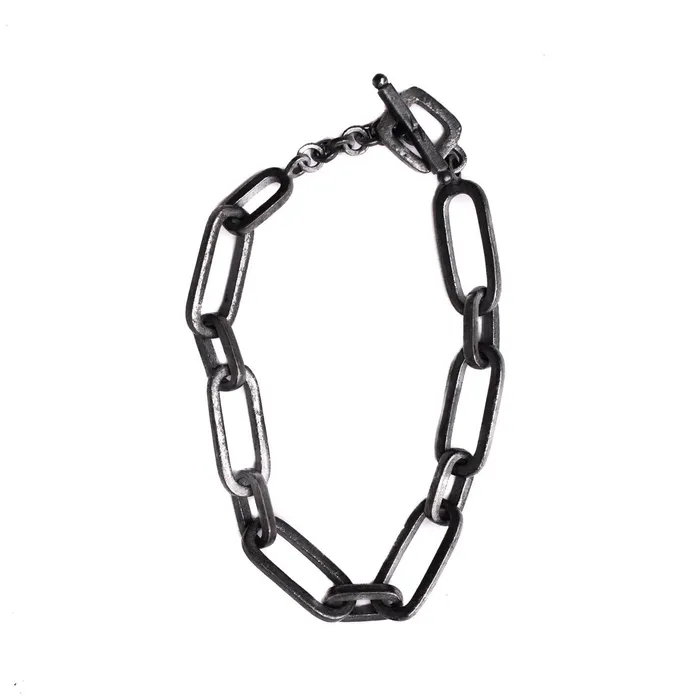 Bracelets BLACK CHAIN LINK BRACELET 925 STERLING SILVER JewelryLab