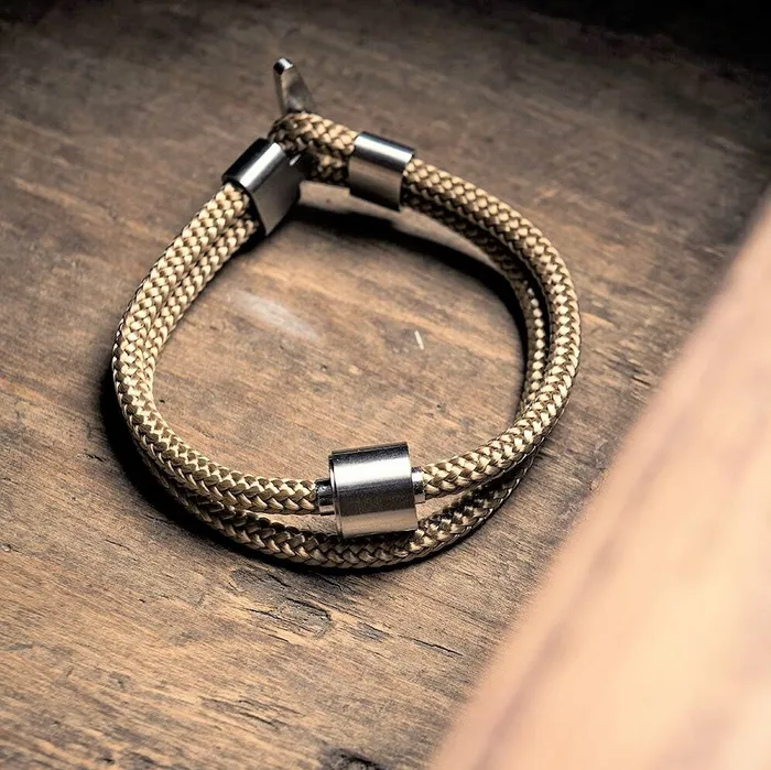 Bracelets Goldsand TadBlu Naval Cord Mens Cremation Bead Bracelet Tadblu