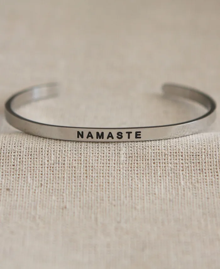 Buddha Groove Bracelets Engraved Namaste Cuff Bracelet
