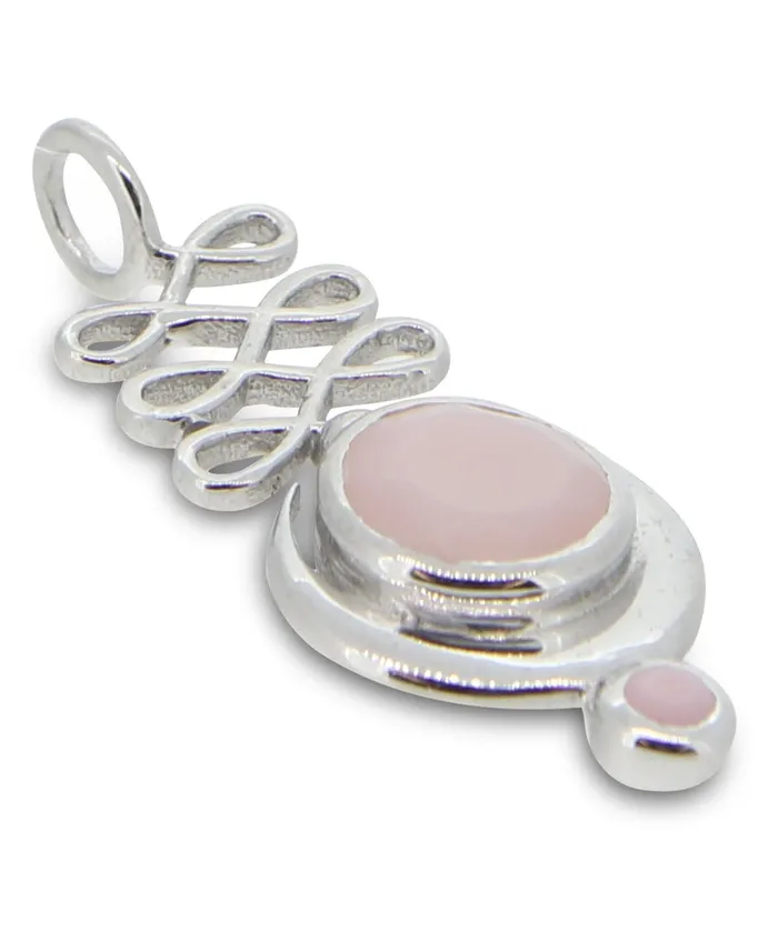 Buddha Groove Necklaces Pink Opal Sterling Silver Unalome Moon Pendant