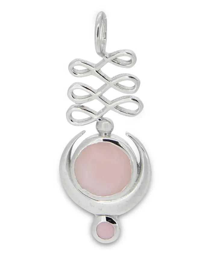 Buddha Groove Necklaces Pink Opal Sterling Silver Unalome Moon Pendant