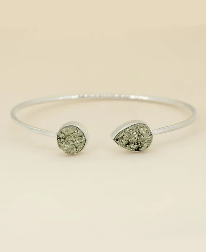 Buddha Groove Pyrite Druzy Stones Sterling Silver Adjustable Bracelet Bracelets Buddha Groove Pyrite Druzy Stones Sterling Silver Adjustable Bracelet Bracelets