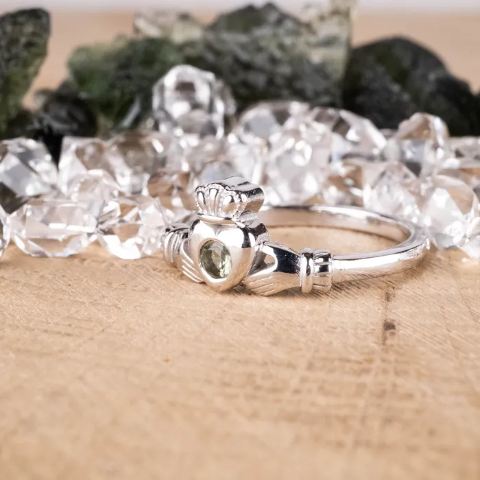 Claddagh Ring Moldavite Gemstone 925 Silver InnerVision Crystals Rings