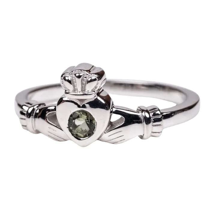 Claddagh Ring Moldavite Gemstone 925 Silver InnerVision Crystals Rings