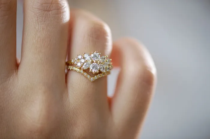 Cluster Engagement Ring with Round Diamonds Flora ARTEMER Rings