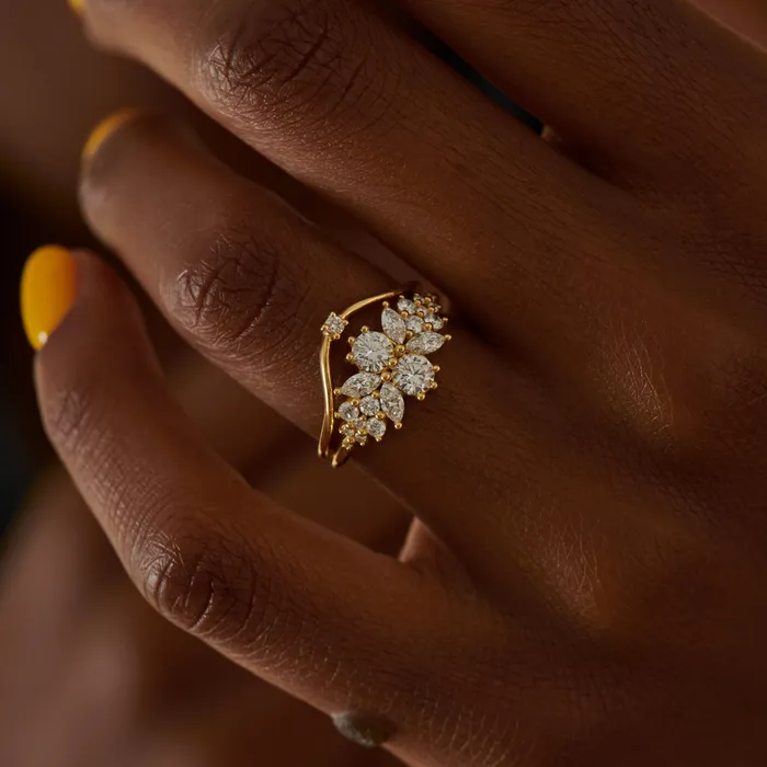Cluster Engagement Ring with Round Diamonds Flora ARTEMER Rings
