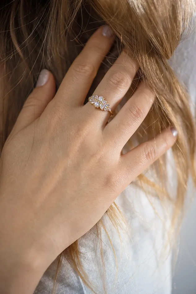 Cluster Engagement Ring with Round Diamonds Flora ARTEMER Rings