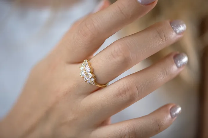Cluster Engagement Ring with Round Diamonds Flora ARTEMER Rings