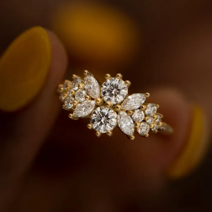 Cluster Engagement Ring with Round Diamonds Flora ARTEMER Rings