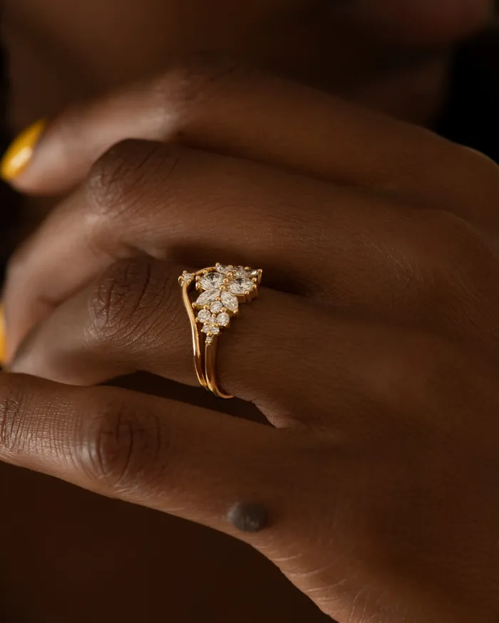 Cluster Engagement Ring with Round Diamonds Flora ARTEMER Rings