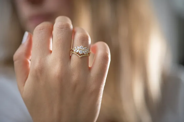Cluster Engagement Ring with Round Diamonds Flora ARTEMER Rings