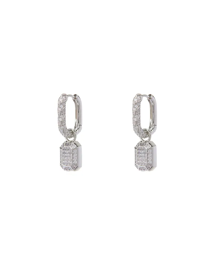 Faceted Diamond Huggies Silver Luv Aj Rings