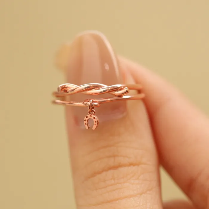 Horseshoe Dangle Charm Ring LOULOUROSE Rings Horseshoe Dangle Charm Ring LOULOUROSE Rings