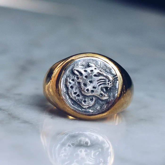 JAGUAR RING BRASS W925 STERLING SILVER EMBLEM JewelryLab Rings